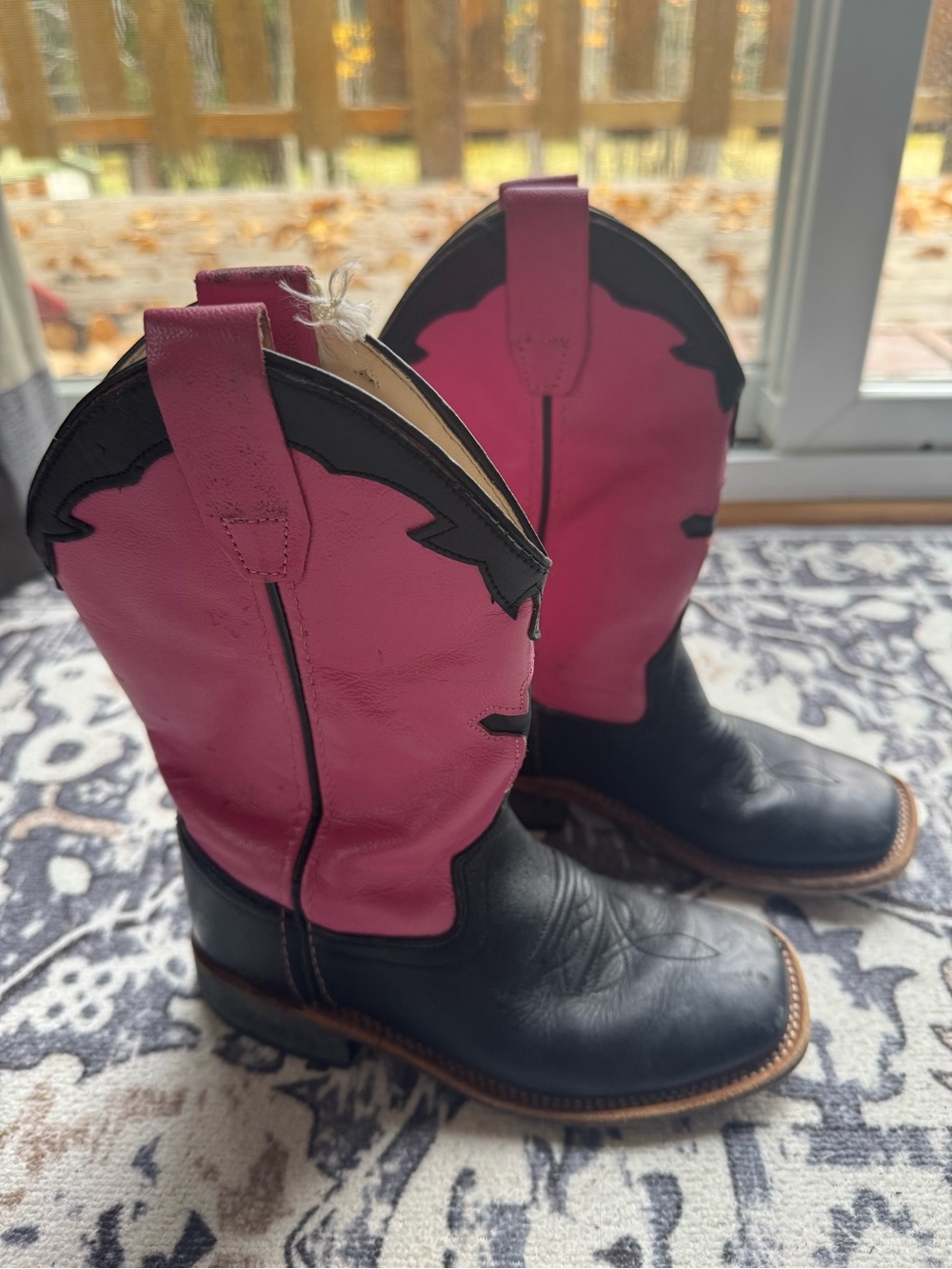 Old West Kids Pink and Black Western Boots